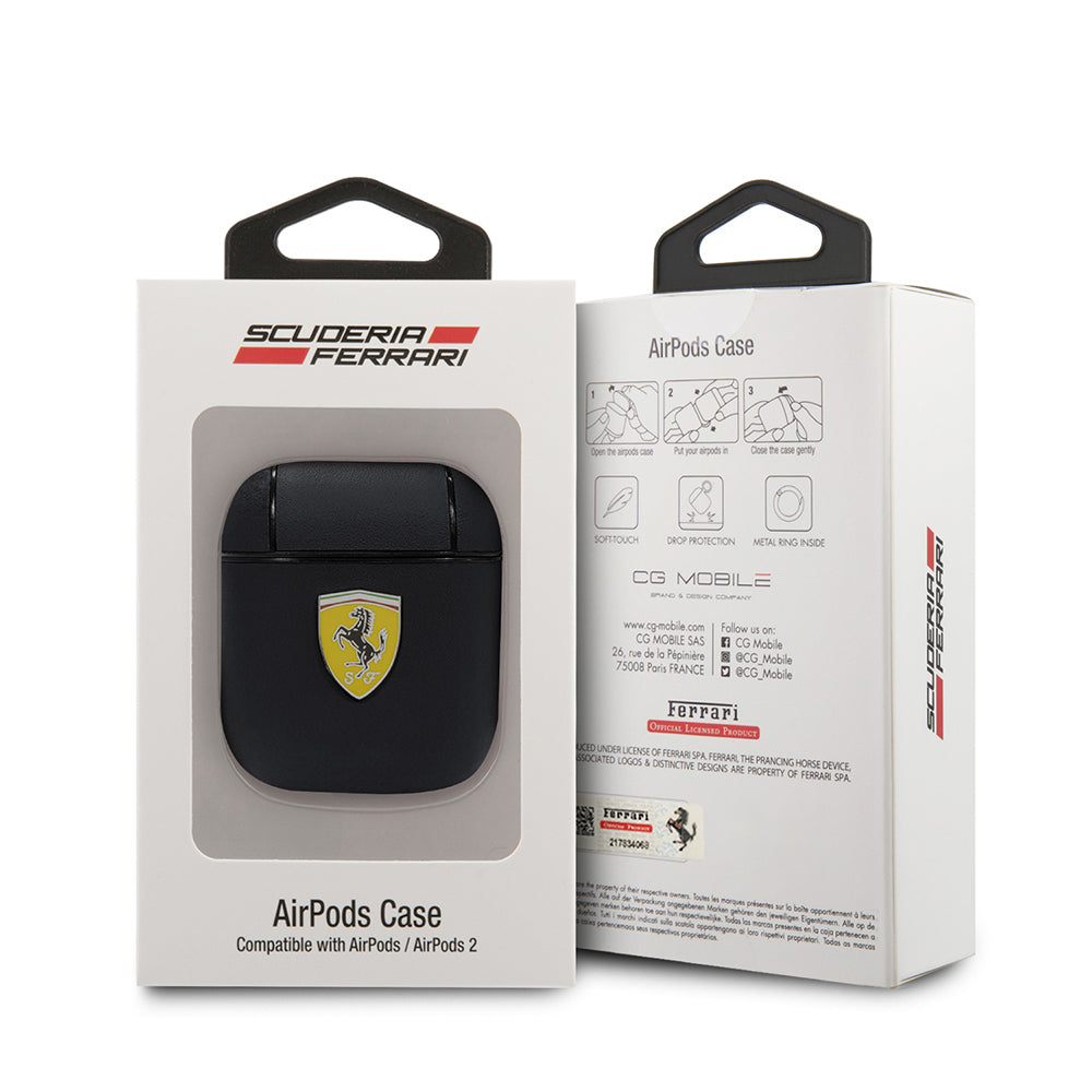Airpods Kılıf Ferrari Orjinal Lisanslı PU Deri Metal Logolu SF Arka Yüzey Yazılı Kılıf