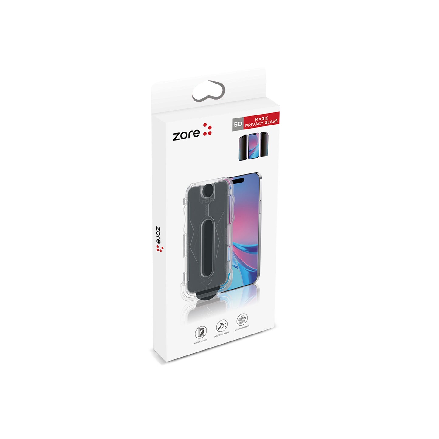 iPhone 12 Pro Zore Kolay Uygulama Aparatlı 5D Magic Privacy Glass Hayalet Cam Ekran Koruyucu