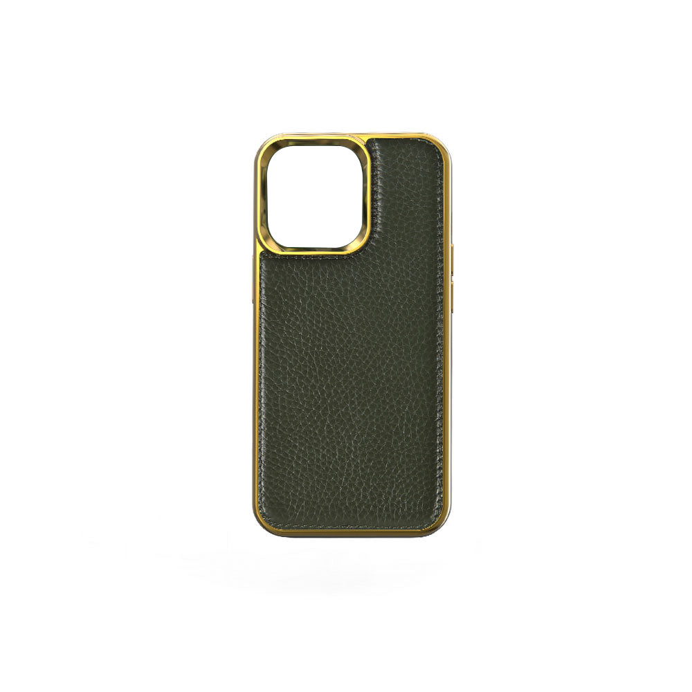iPhone 13 Mini Kılıf Wiwu Genuine Leather Gold Calfskin Orjinal Deri Kılıf