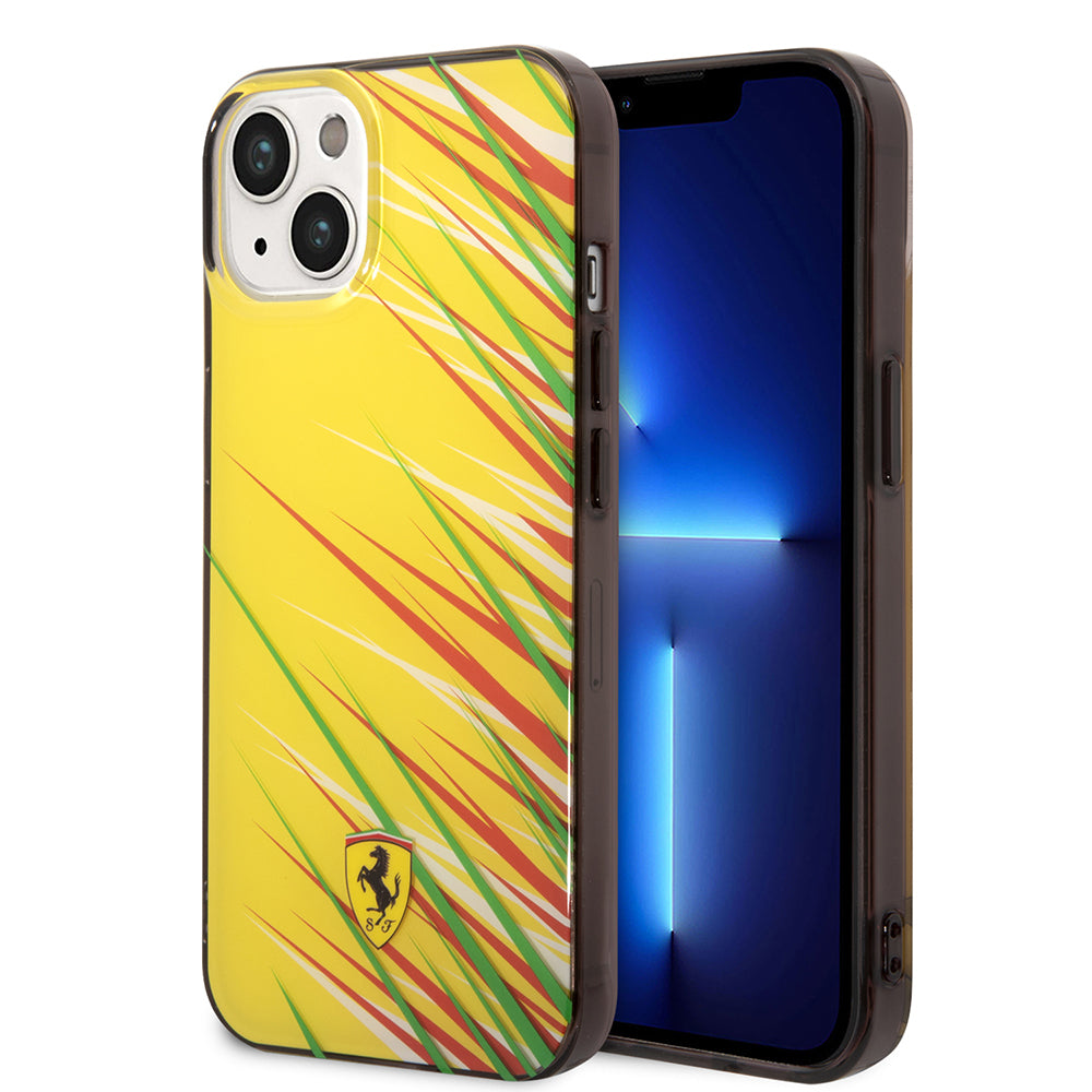 iPhone 14 Kılıf Ferrari Orjinal Lisanslı Baskı Logolu Çimen Desenli Kılıf