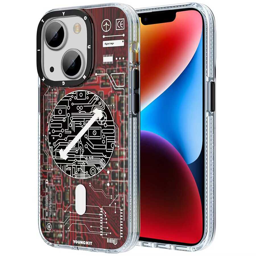 iPhone 14 Plus Kılıf M-safe Şarj Özellikli YoungKit Technology Serisi Kılıf