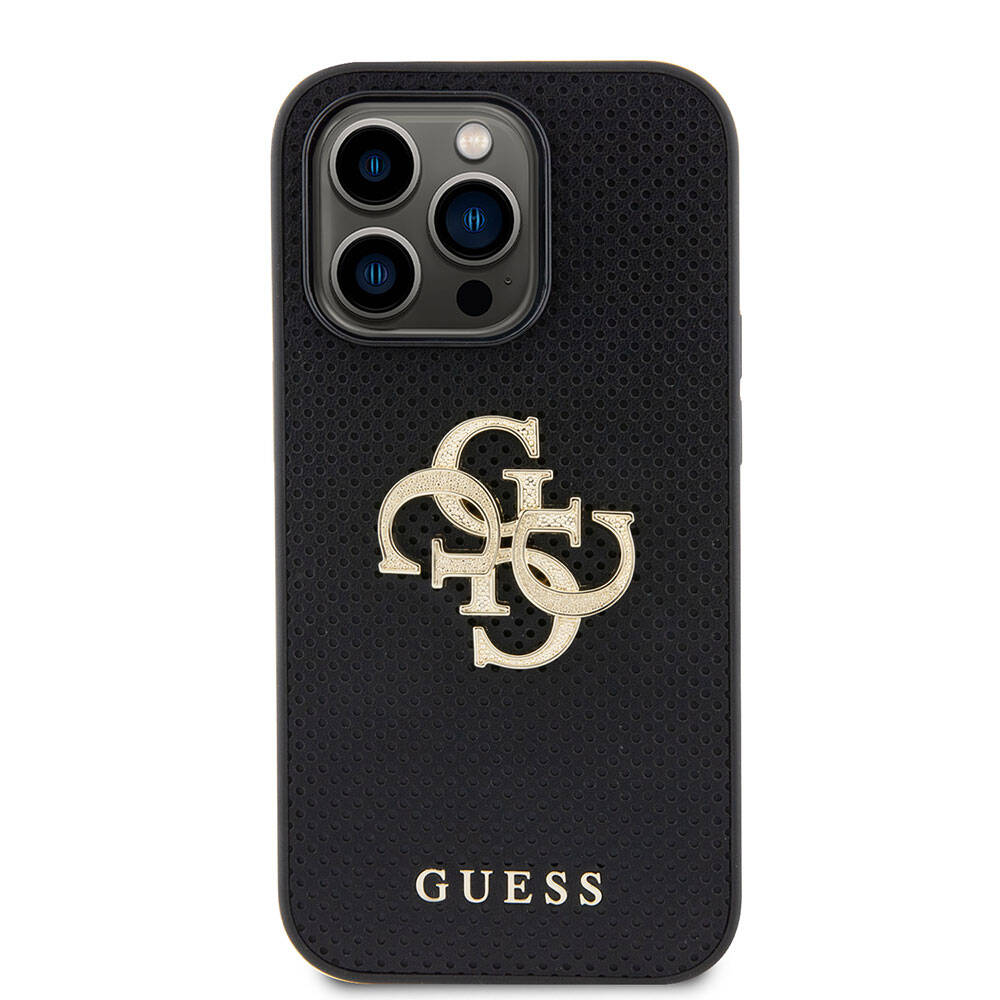 iPhone 14 Pro Max Kılıf Guess Orjinal Lisanslı Delikli Yazı ve 4G Glitter Büyük Metal Logolu Kılıf