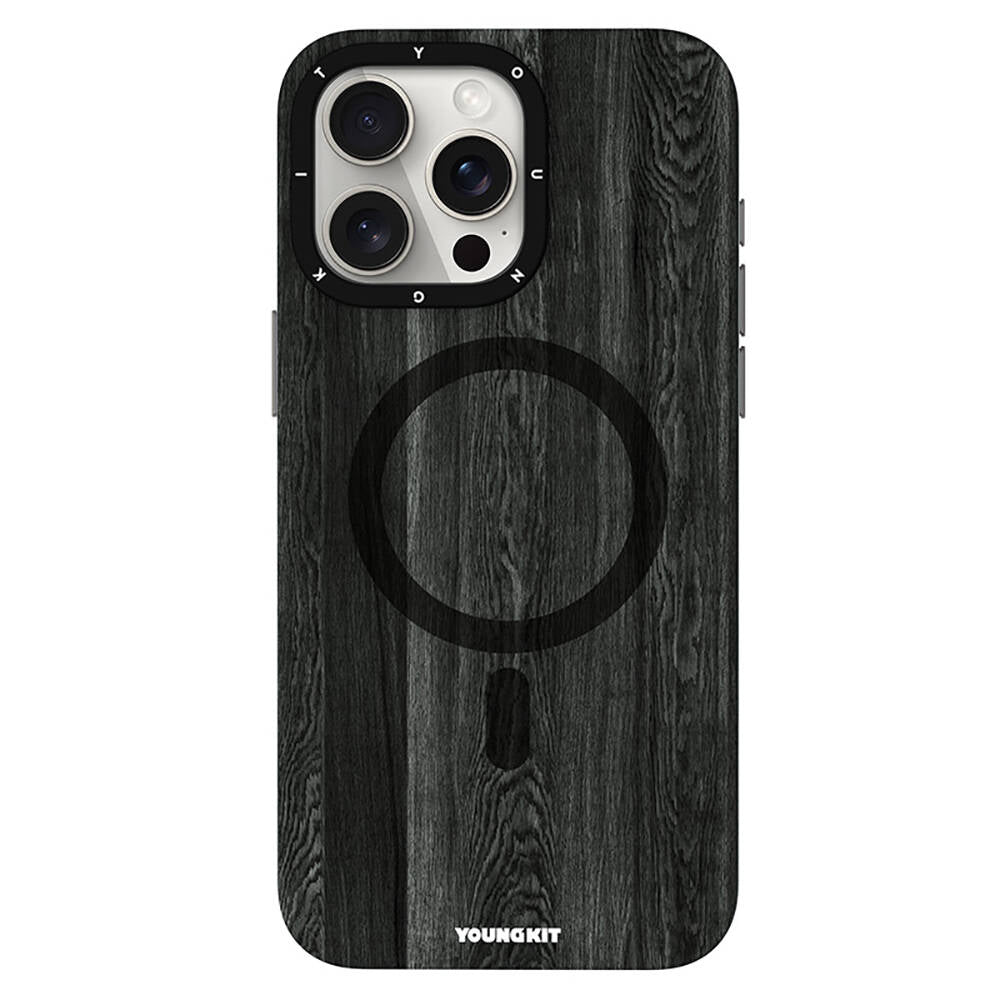 iPhone 14 Pro Max Kılıf M-safe Şarj Özellikli Sararmaya Dayanıklı Youngkit Wood Forest Serisi Kılıf
