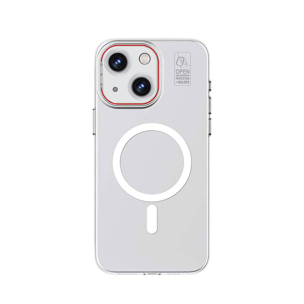 iPhone 15 Kılıf M-safe Şarj Özellikli Standlı Metal Kamera Çerçeveli Mat Recci Glaze Serisi Kılıf
