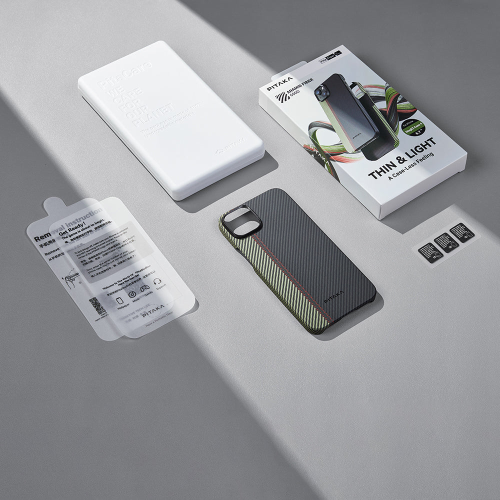 iPhone 15 Plus Kılıf M-safe Şarj Özellikli 600D Aramid Fiber Pitaka Tactile Woven Orchestra Serisi Overture Kılıf