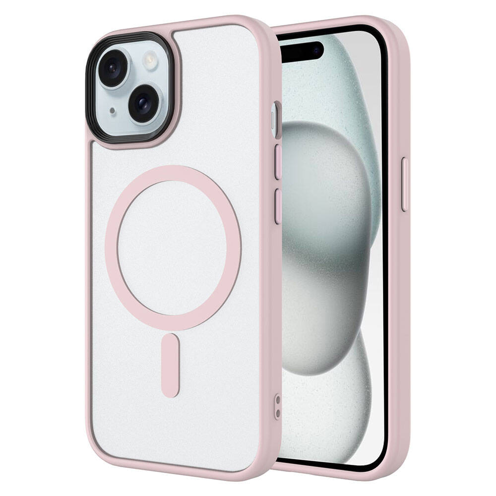 iPhone 15 Plus Kılıf Mat Arka Yüzey Wireless Şarj Özellikli Zore Flet M-safe Kılıf
