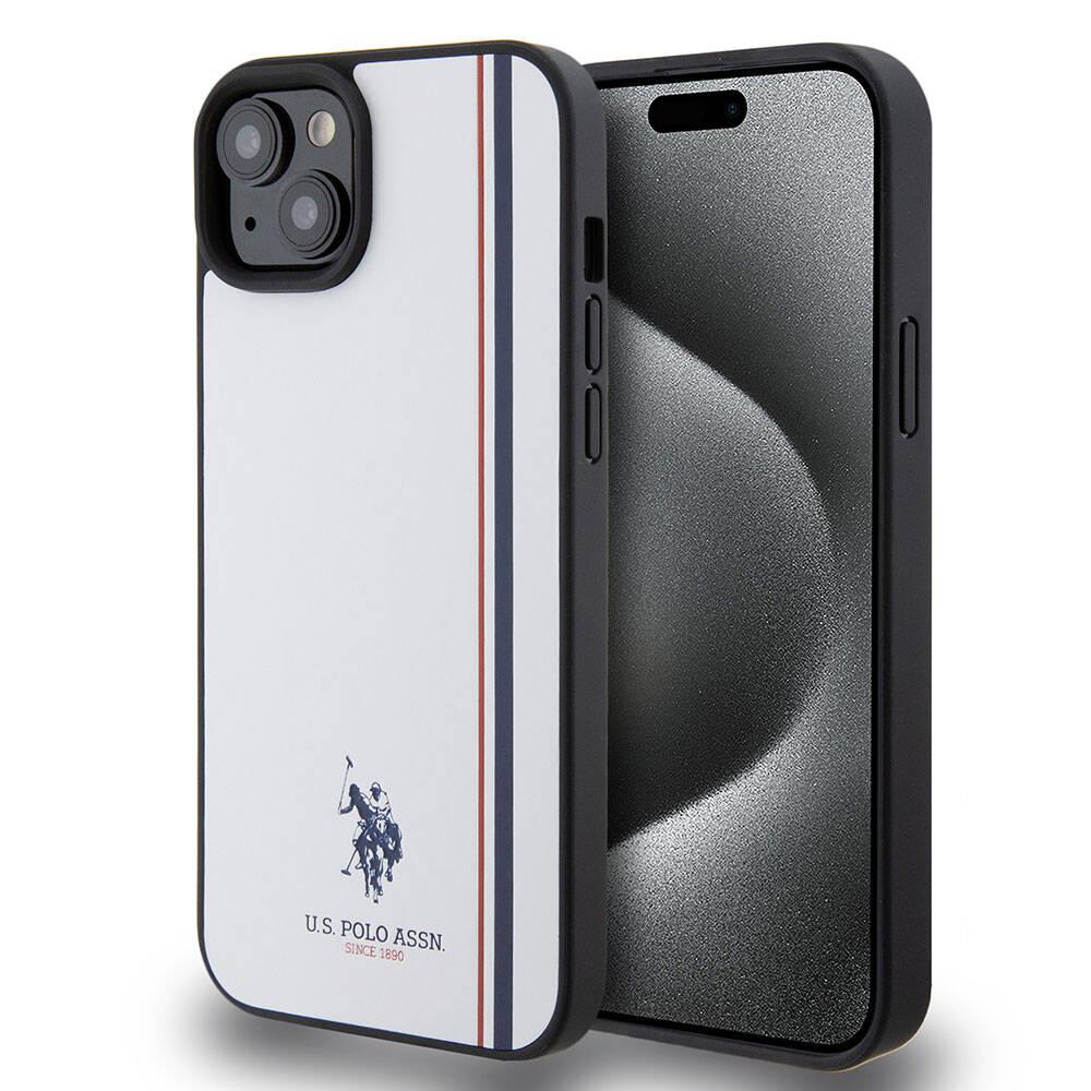 iPhone 15 Plus Kılıf U.S. Polo Assn. Orjinal Lisanslı Üç Renk Şerit Tasarımlı Baskı Logolu Kılıf