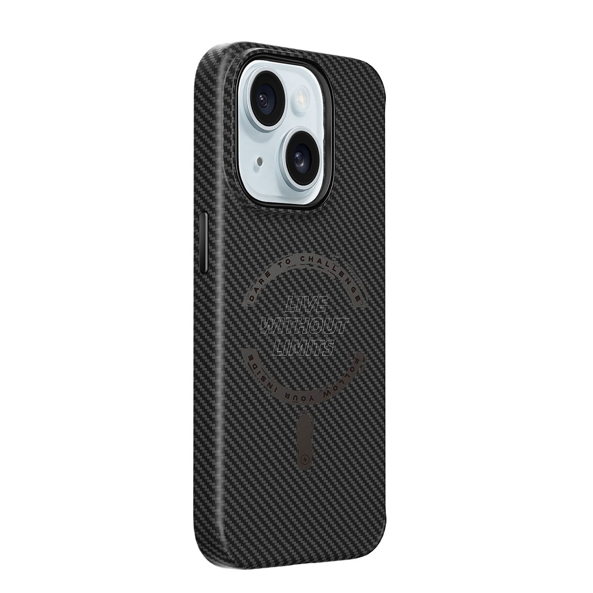 iPhone 15 Plus Kılıf Wiwu LCC-107 Karbon Fiber M-safe Şarj Özellikli Kamera Korumalı Kabon Kılıf