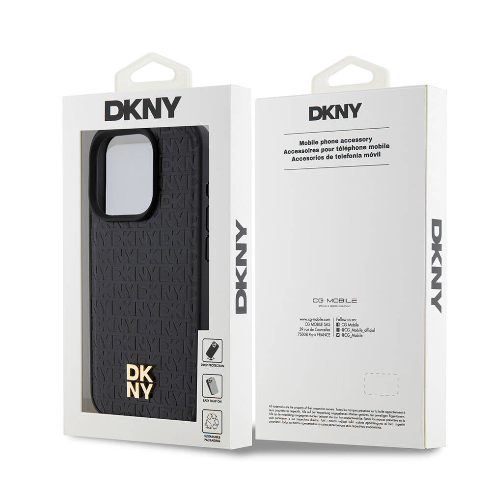 iPhone 15 Pro Kılıf DKNY Orjinal Lisanslı M-safe Şarj Özellikli 3D Yazılı Repeat Pattern Kılıf