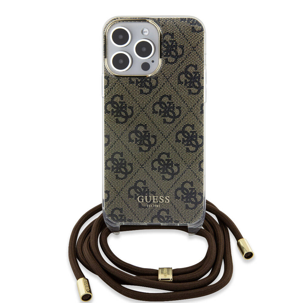 iPhone 15 Pro Kılıf Guess Orjinal Lisanslı Çapraz Kordon 4G Desenli Kılıf