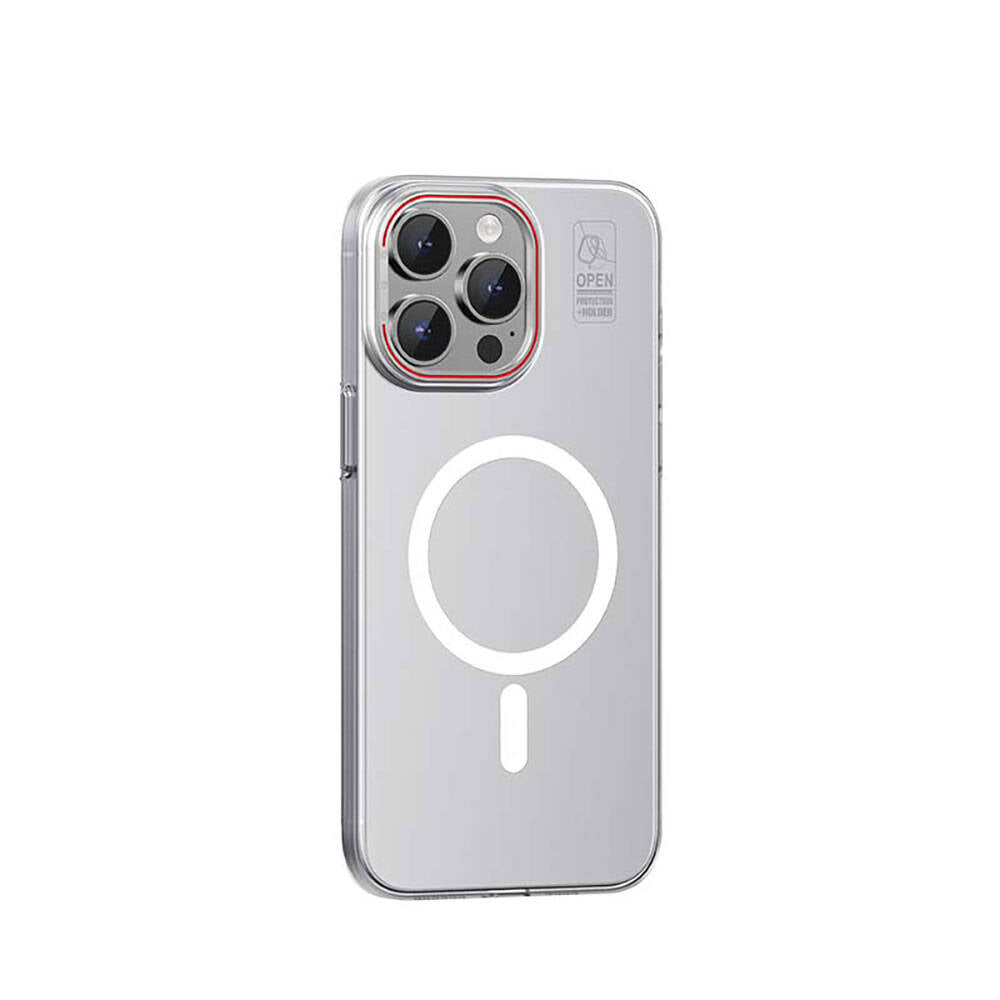 iPhone 15 Pro Kılıf M-safe Şarj Özellikli Standlı Metal Kamera Çerçeveli Mat Recci Glaze Serisi Kılıf