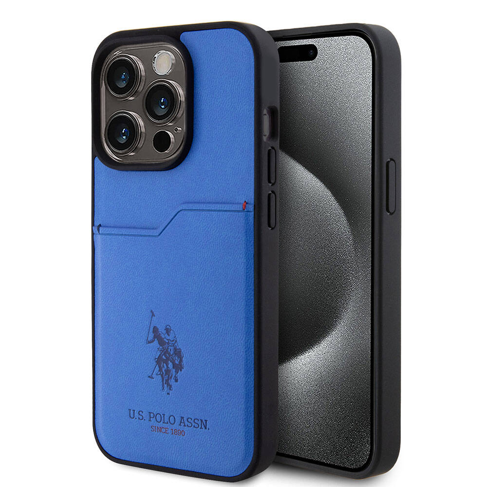 iPhone 15 Pro Kılıf U.S. Polo Assn. Orjinal Lisanslı Baskı Logolu PU Kartlıklı Kılıf
