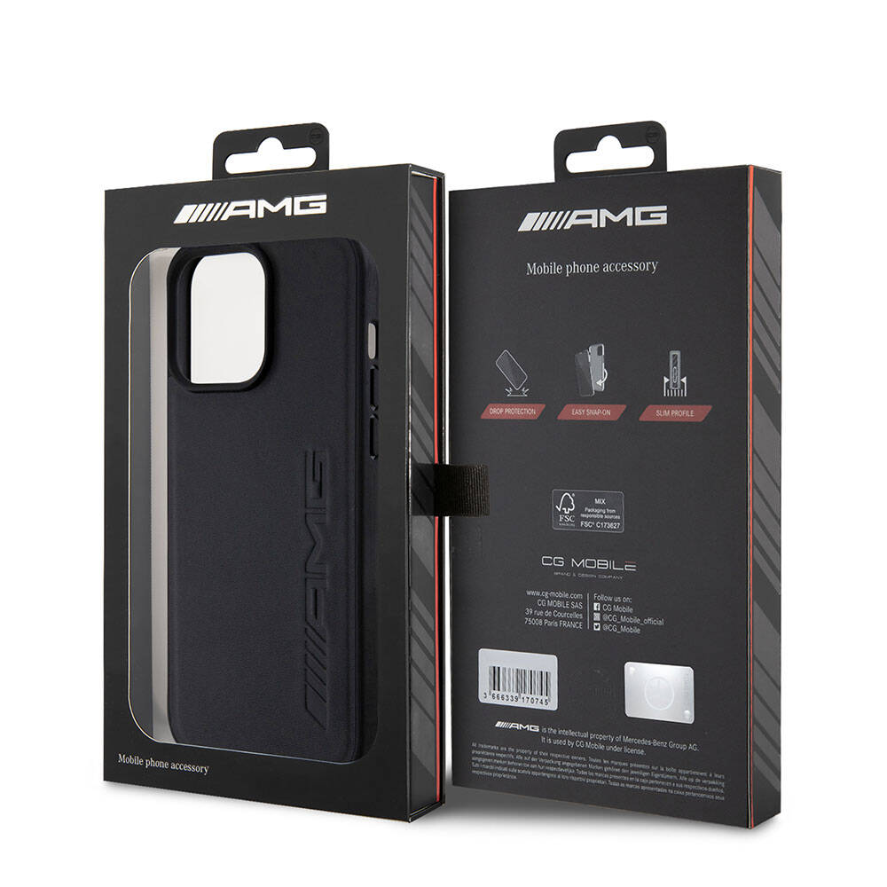 iPhone 15 Pro Max Kılıf AMG Orjinal Lisanslı M-safe Şarj Özellikli Deri Sıcak Damgalı Kılıf