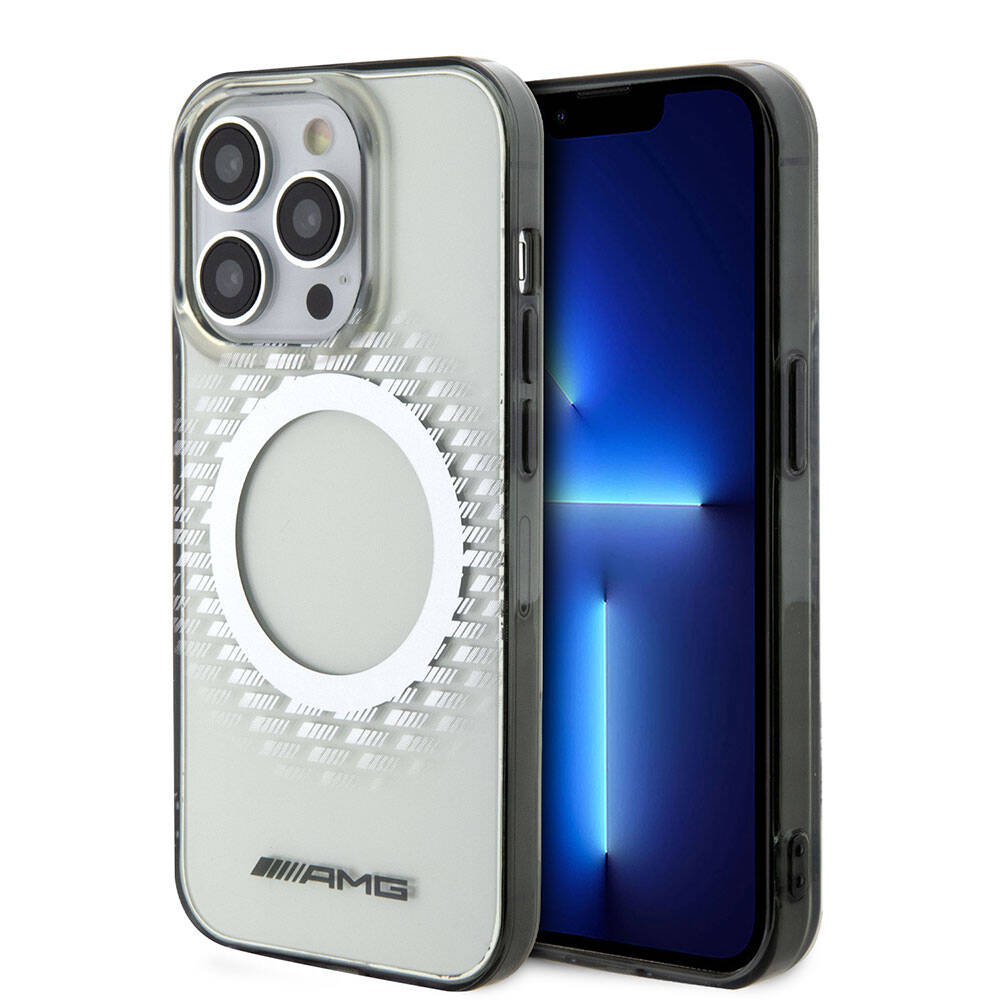 iPhone 15 Pro Max Kılıf AMG Orjinal Lisanslı M-safe Şarj Özellikli Eşkenar Dörtgen Desenli Transparan Kılıf