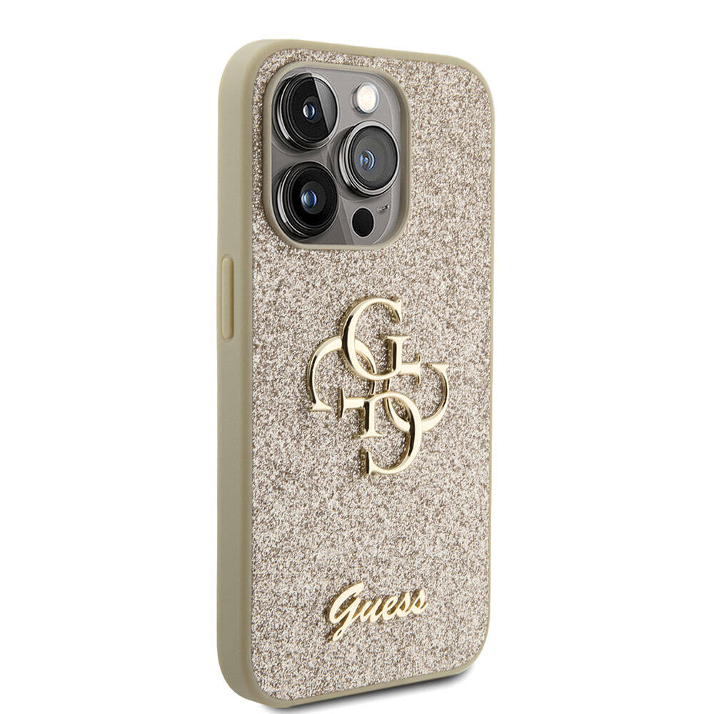 iPhone 15 Pro Max Kılıf Guess Orjinal Lisanslı 4G Büyük Metal Logolu Glitter Kılıf