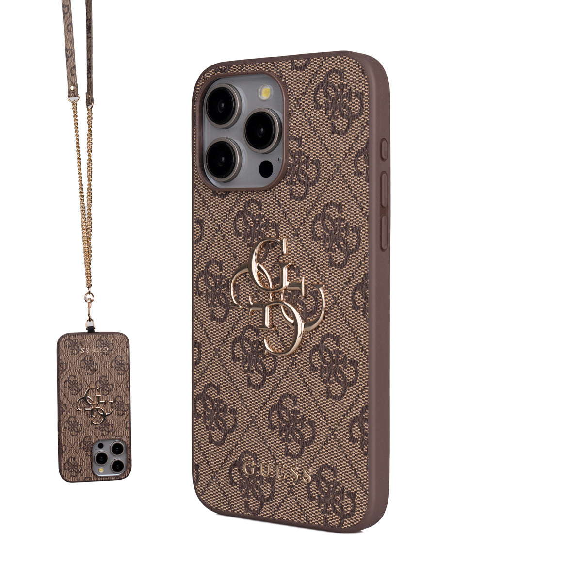 iPhone 15 Pro Max Kılıf Guess Orjinal Lisanslı PU Deri 4G Büyük Metal Logolu Çapraz Vücut Askılı Kılıf