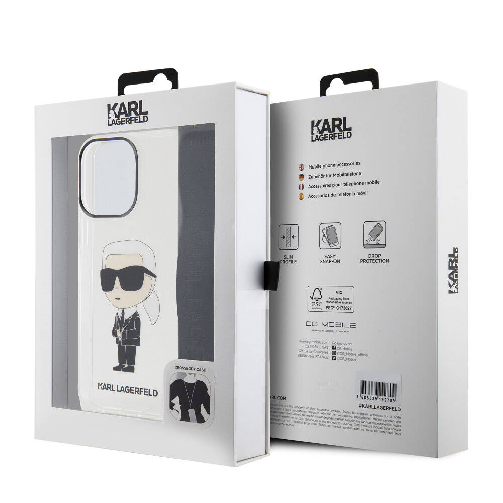 iPhone 15 Pro Max Kılıf Karl Lagerfeld Orjinal Lisanslı Boyun Askılı Karl İkonik Crossbody Kılıf