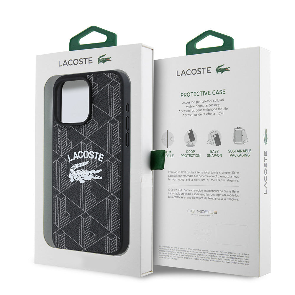 iPhone 15 Pro Max Kılıf Lacoste Orjinal Lisanslı M-safe Şarj Özellikli Mono Vintage Logo Kılıf