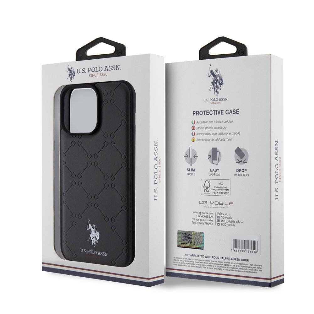 iPhone 15 Pro Max Kılıf U.S. Polo Assn. Orjinal Lisanslı HS Desenli Baskı Logolu Suni Deri Kılıf