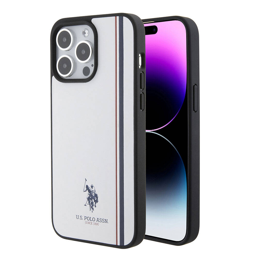 iPhone 15 Pro Max Kılıf U.S. Polo Assn. Orjinal Lisanslı Üç Renk Şerit Tasarımlı Baskı Logolu Kılıf
