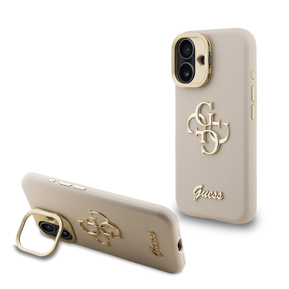 iPhone 16 Kılıf Guess Orjinal Lisanslı Grained Yazı Logolu Kamera Standlı Kılıf