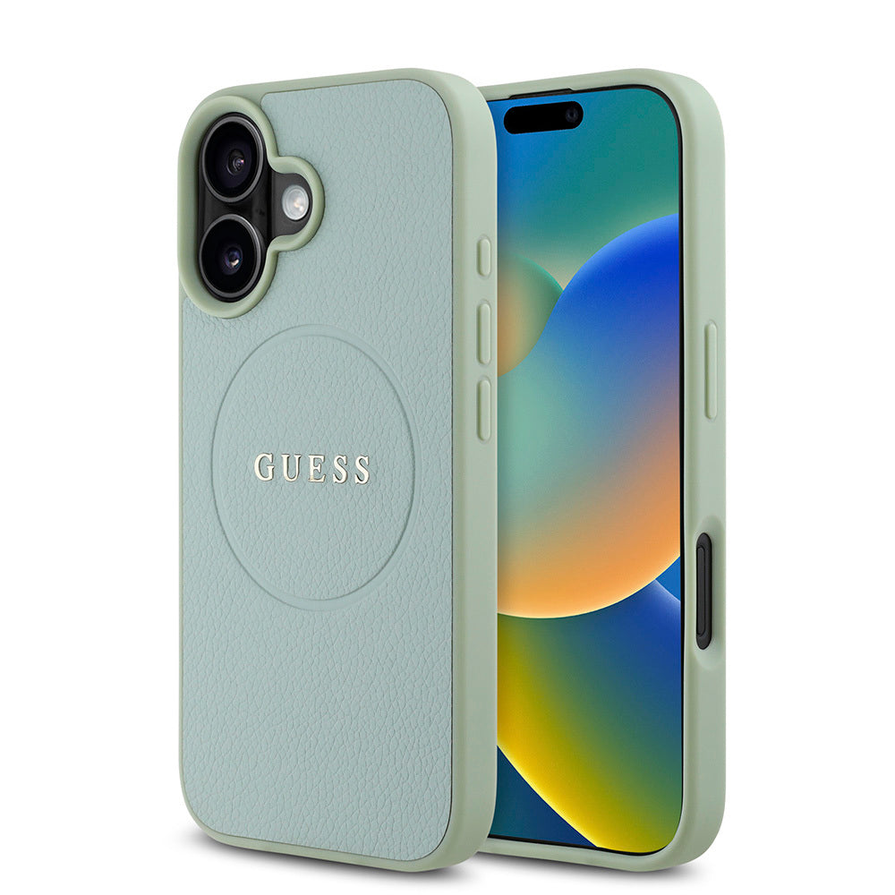 iPhone 16 Kılıf Guess Orjinal Lisanslı M-safe Şarj Özellikli Yazı Logolu Grained Kılıf