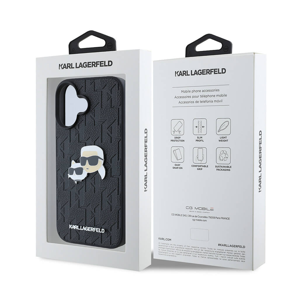 iPhone 16 Kılıf Karl Lagerfeld Orjinal Lisanslı K&C Heads Monogram Pin Kılıf