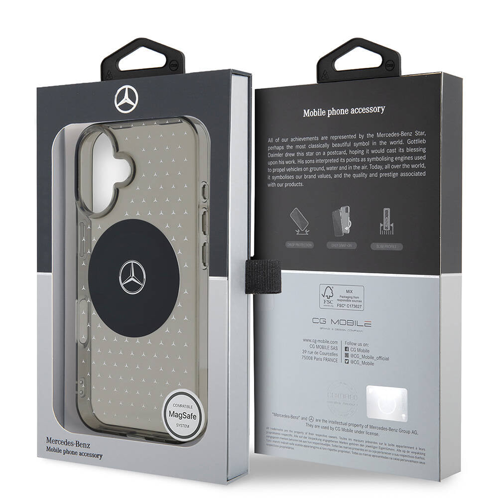 iPhone 16 Kılıf Mercedes Benz Orjinal Lisanslı M-safe Şarj Özellikli Yıldız Desenli Transparan Kılıf
