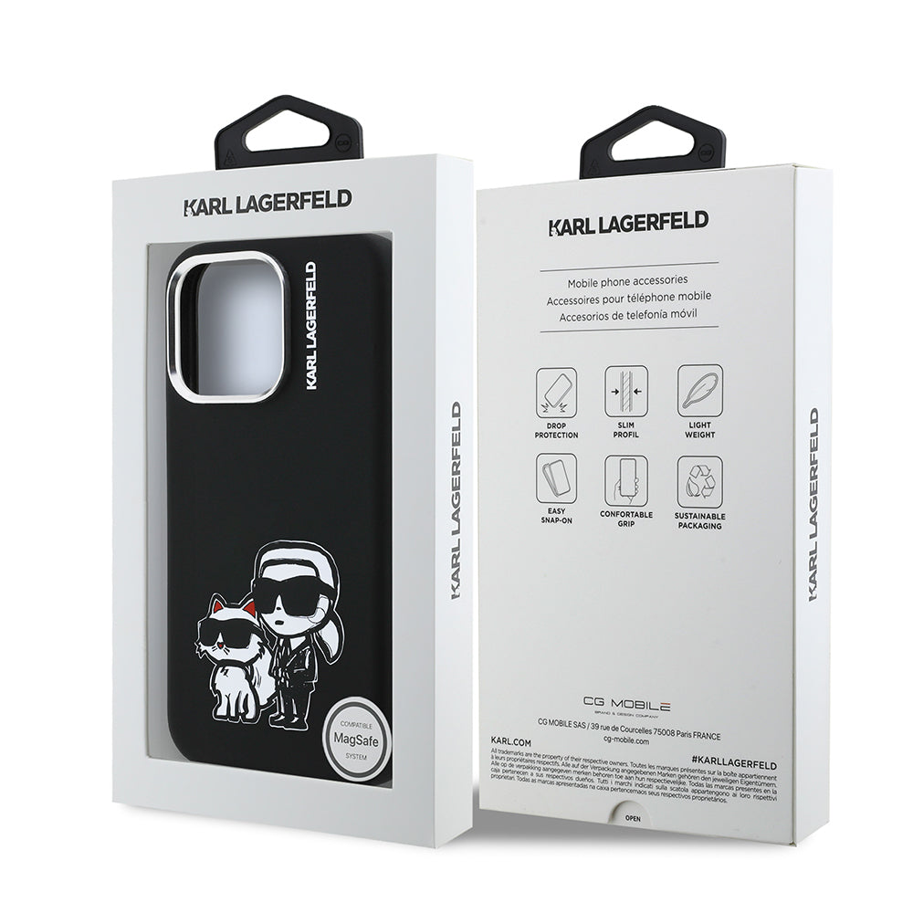 iPhone 16 Pro Kılıf Karl Lagerfeld Orjinal Lisanslı Karl & Choupette Sketch Logo Sililkon Kılıf