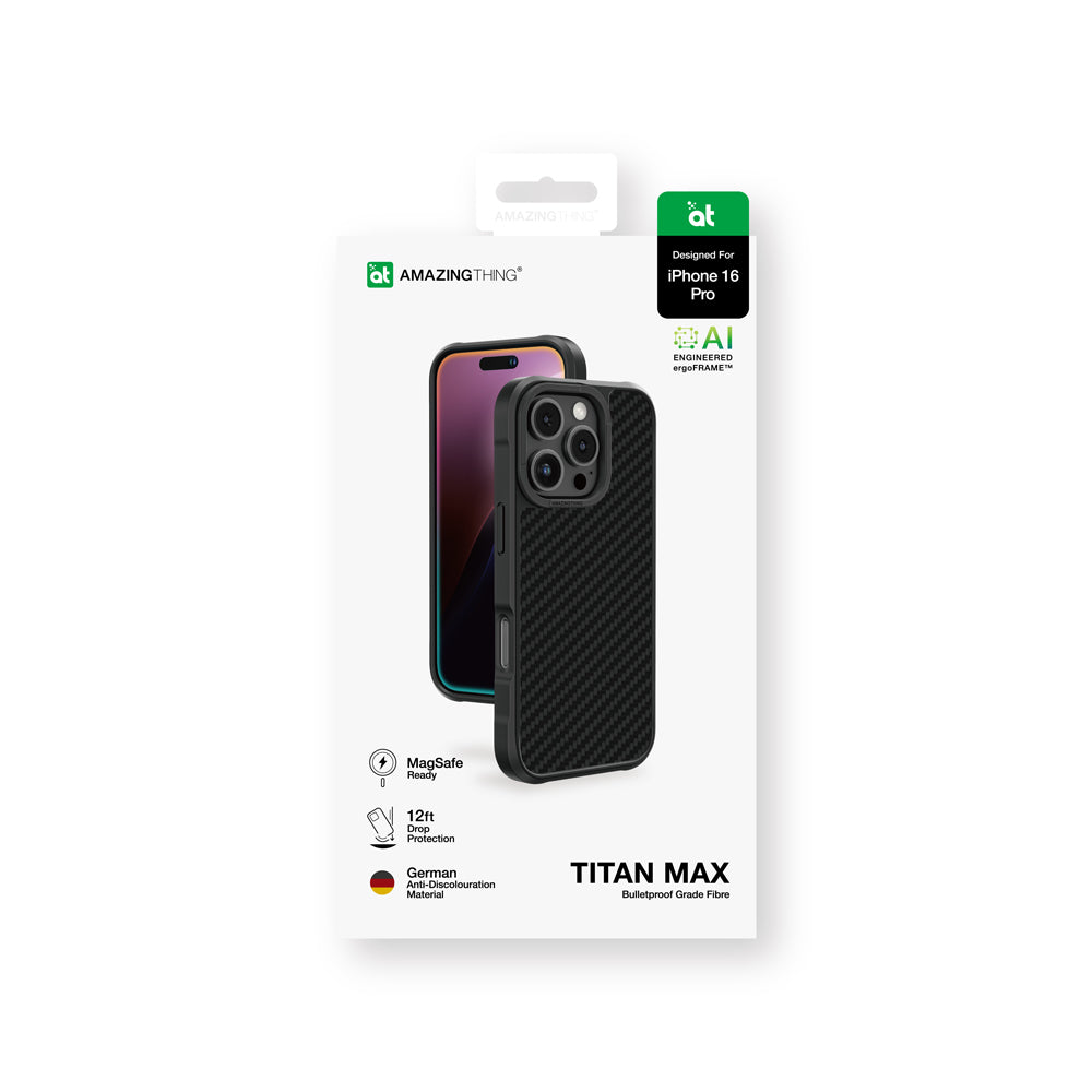 iPhone 16 Pro Kılıf M-safe Şarj Özellikli 600D Aramid Fiber Amazingthing Titan Max Serisi Kılıf