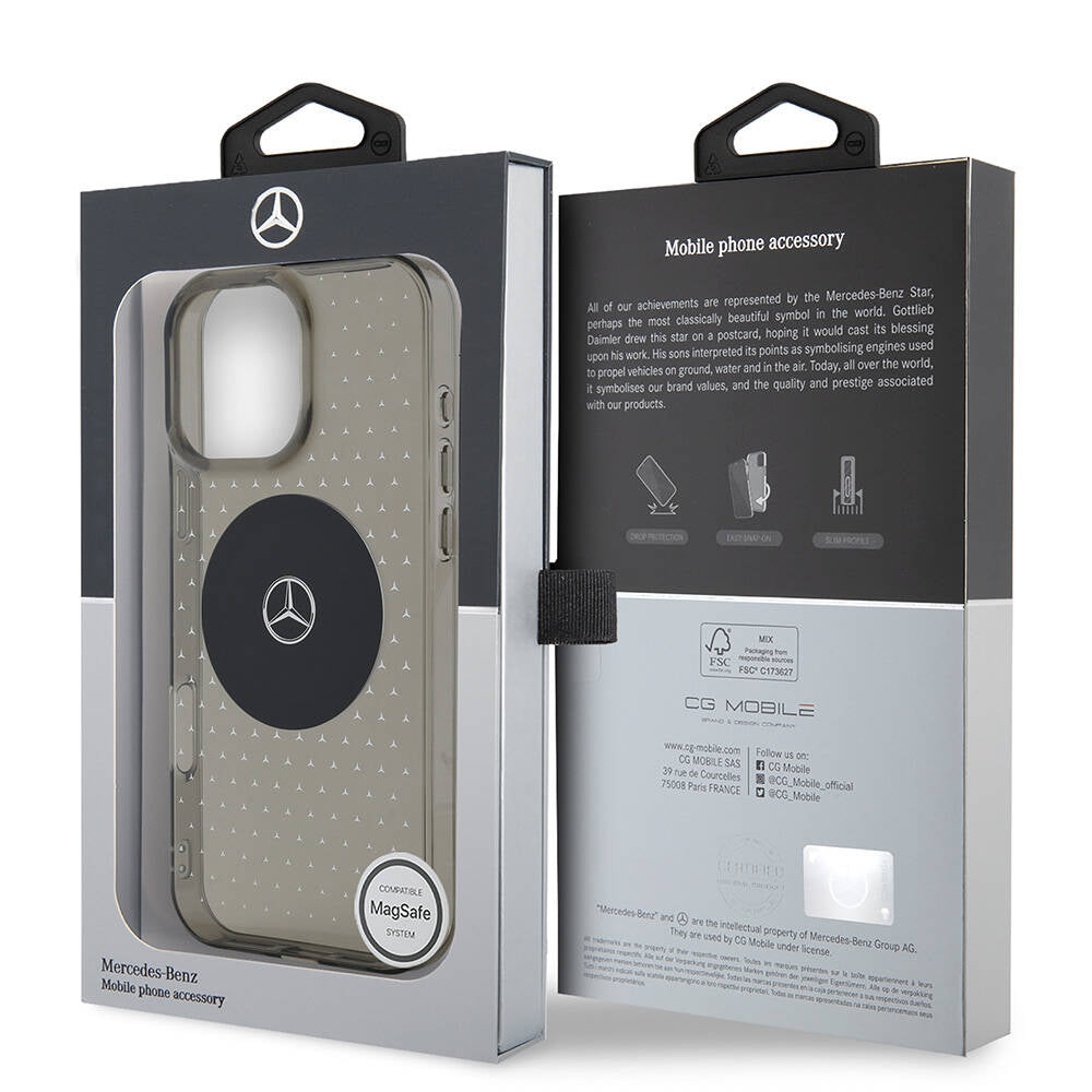 iPhone 16 Pro Kılıf Mercedes Benz Orjinal Lisanslı M-safe Şarj Özellikli Yıldız Desenli Transparan Kılıf