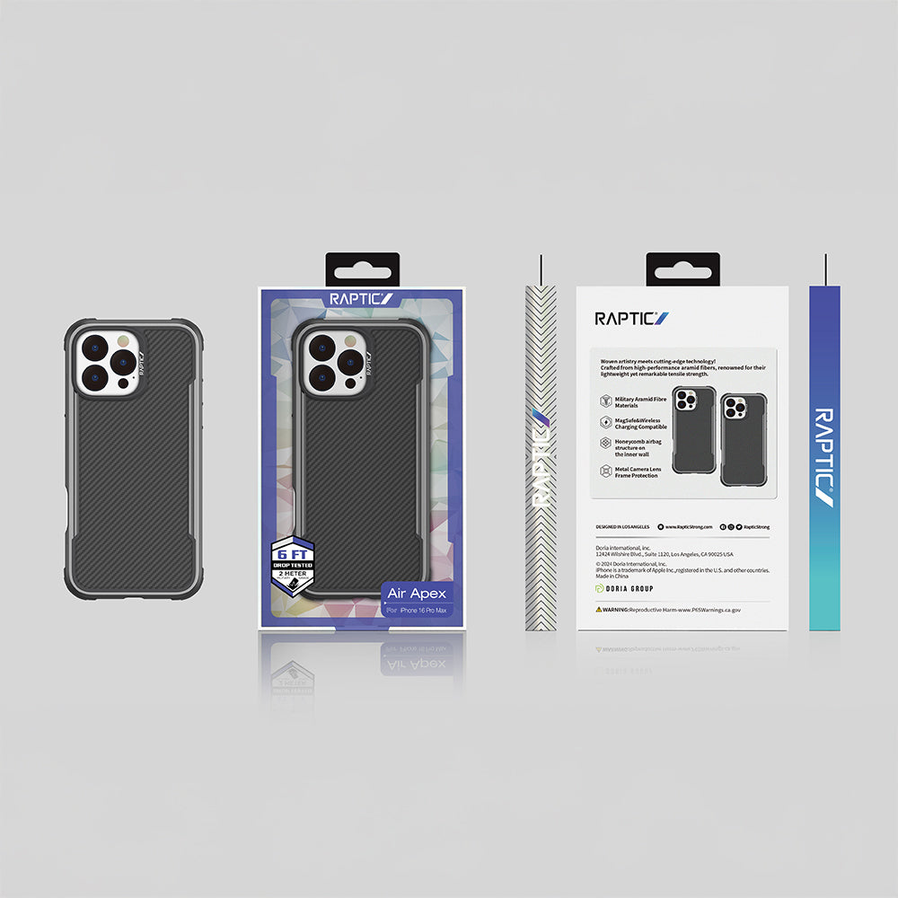iPhone 16 Pro Max Kılıf M-safe Şarj Özellikli Airbagli Raptic Apex Serisi Karbon Fiber Tasarımlı Kılıf
