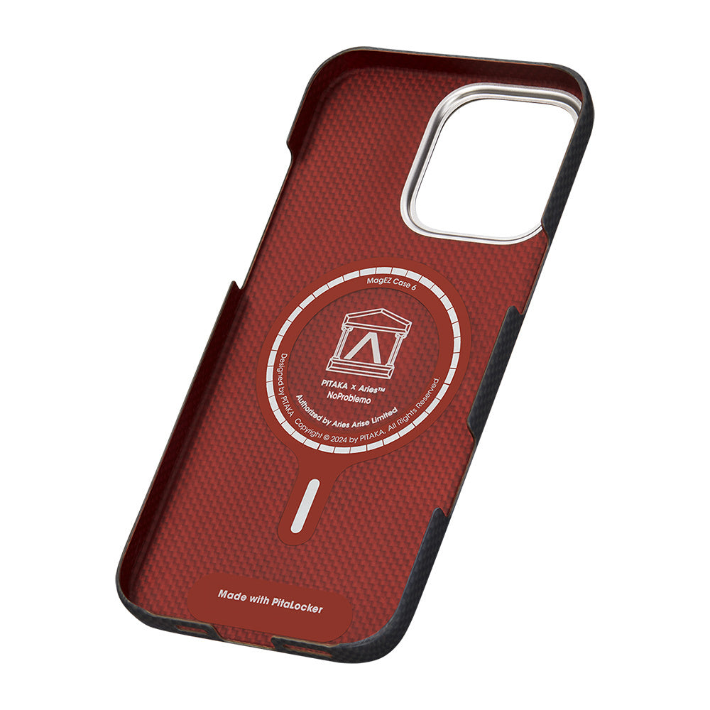 iPhone 16 Pro Max Kılıf M-safe Şarj Özellikli Lumintex Teknolojili Fosforlu Aramid Fiber Pitaka Tactile Woven Aries Serisi NoProblemo Kılıf