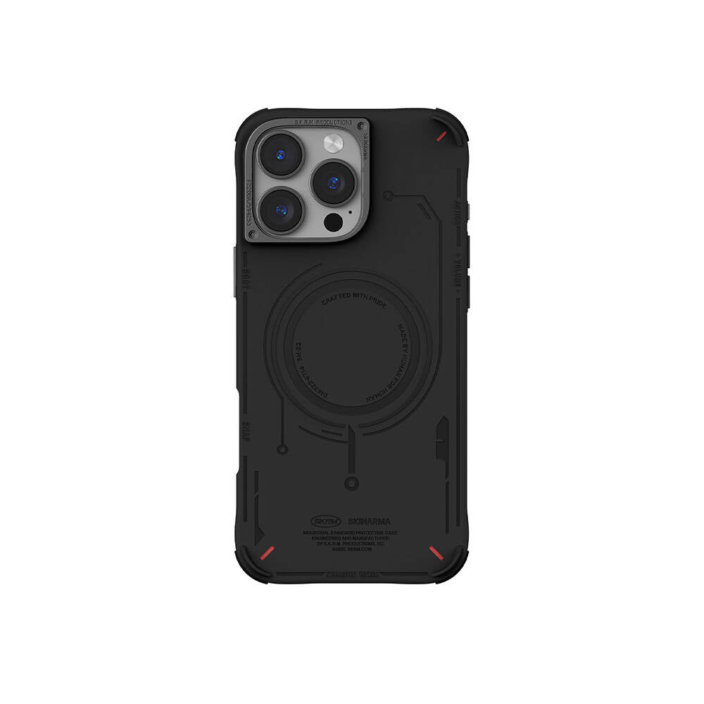 iPhone 16 Pro Max Kılıf M-safe Şarj Özellikli Metal Kamera Çerçeveli Skinarma Mecha Serisi Kılıf