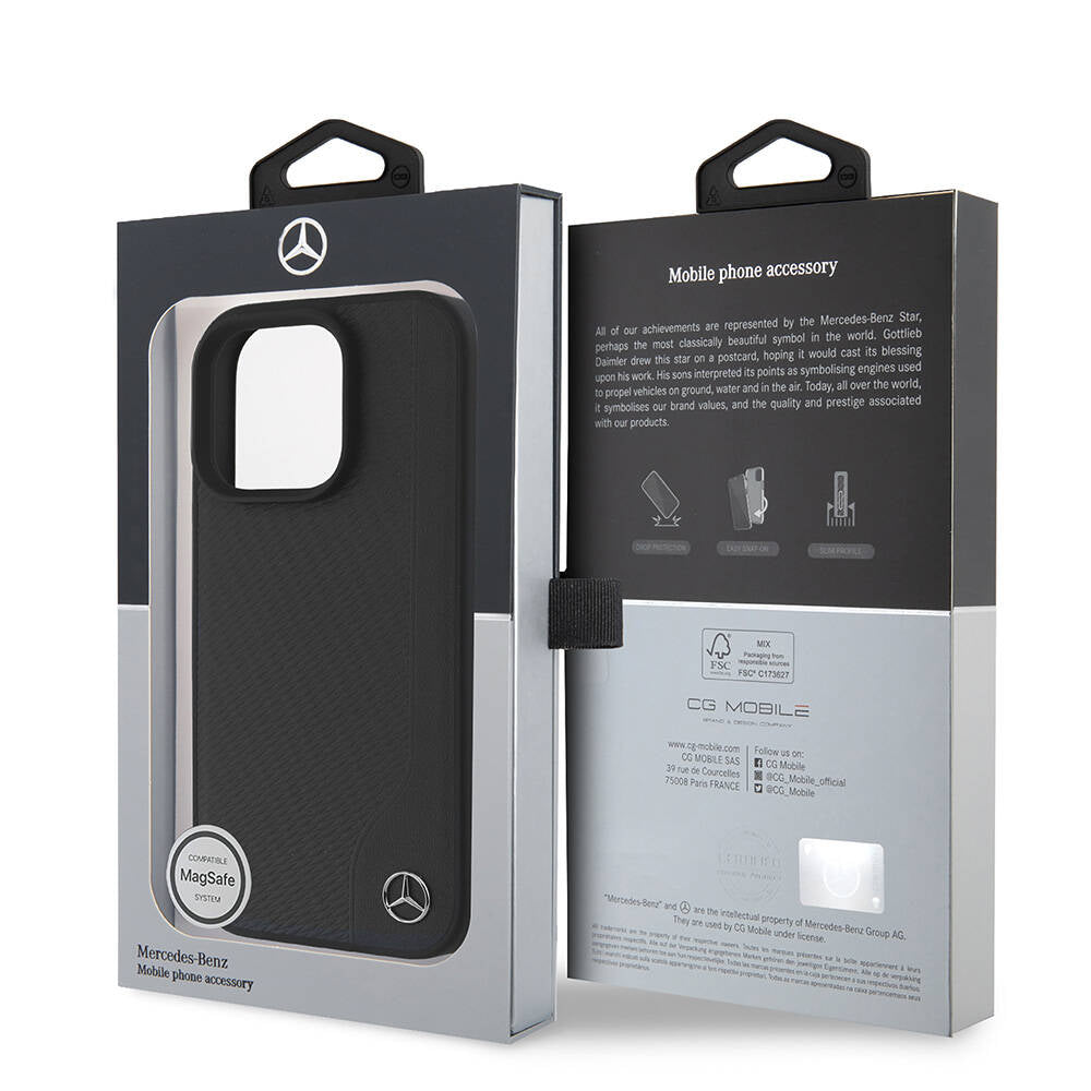 iPhone 16 Pro Max Kılıf Mercedes Benz Orjinal Lisanslı M-safe Şarj Özellikli 3D Metal Logolu Wood Imitation Deri Kılıf