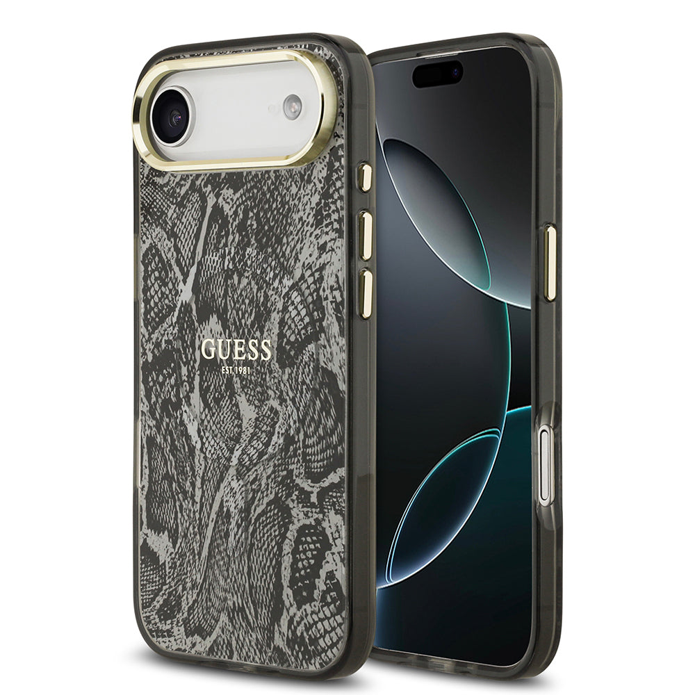 iPhone 17 Air Kılıf Guess Orjinal Lisanslı M-safe Şarj Özellikli Yazı Logolu Python Desenli Kılıf