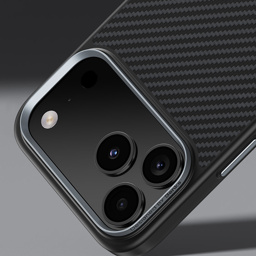 iPhone 17 Air Kılıf Karbon Fiber M-safe Şarj Özellikli Benks Hybrid ArmorPro 600D Kevlar Kılıf