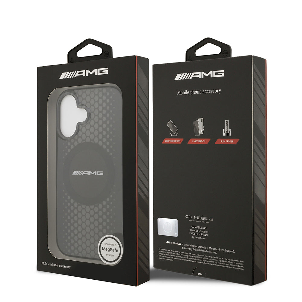 iPhone 17 Kılıf AMG Orjinal Lisanslı Çift Katmanlı Büyük Logolu Petek Desenli Kılıf