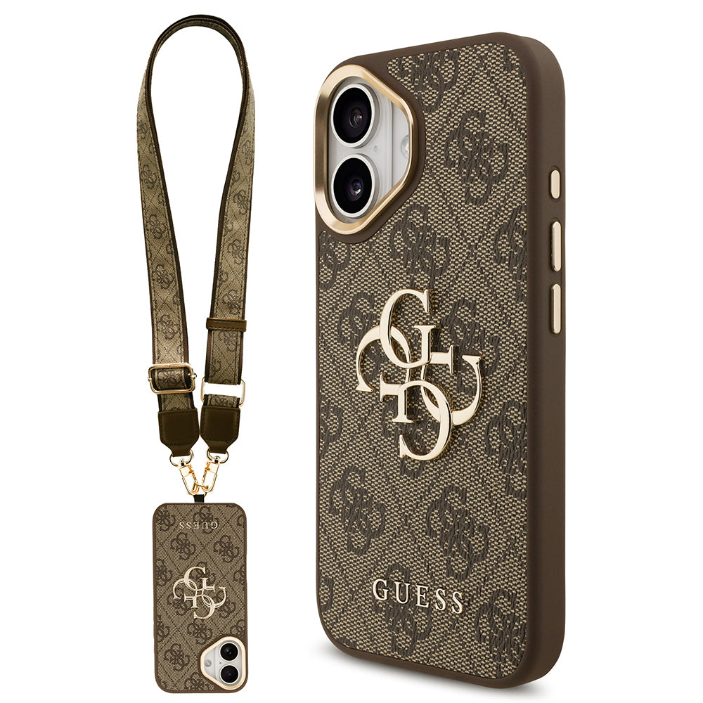 iPhone 17 Kılıf Guess Orjinal Lisanslı 4G Büyük Metal Logolu Kalın Askılı Kılıf
