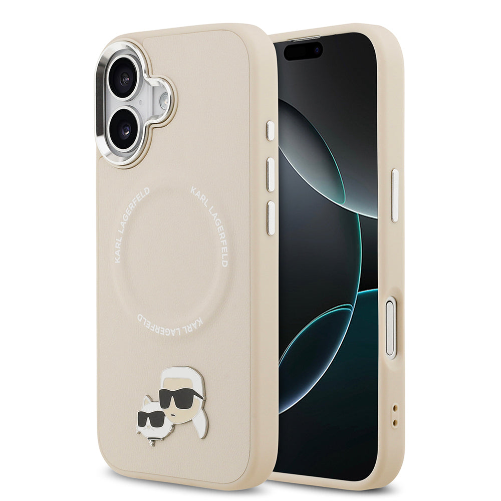 iPhone 17 Kılıf Karl Lagerfeld Orjinal Lisanslı M-safe Şarj Özellikli Metal Kamera ve Buton Tasarımlı K&C PU Deri Kılıf