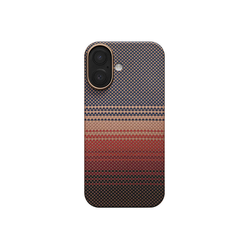 iPhone 17 Kılıf M-safe Şarj Özellikli Aramid Fiber Pitaka Tactile Woven Sunset-Moonrise Serisi Kılıf