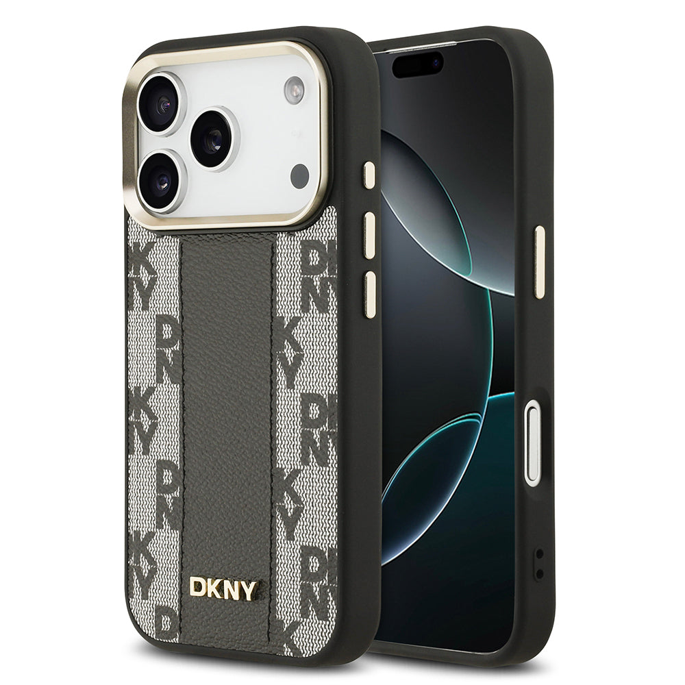 iPhone 17 Pro Kılıf DKNY Orjinal Lisanslı M-safe Şarj Özellikli 3D Yazılı Checkered Pattern Kılıf
