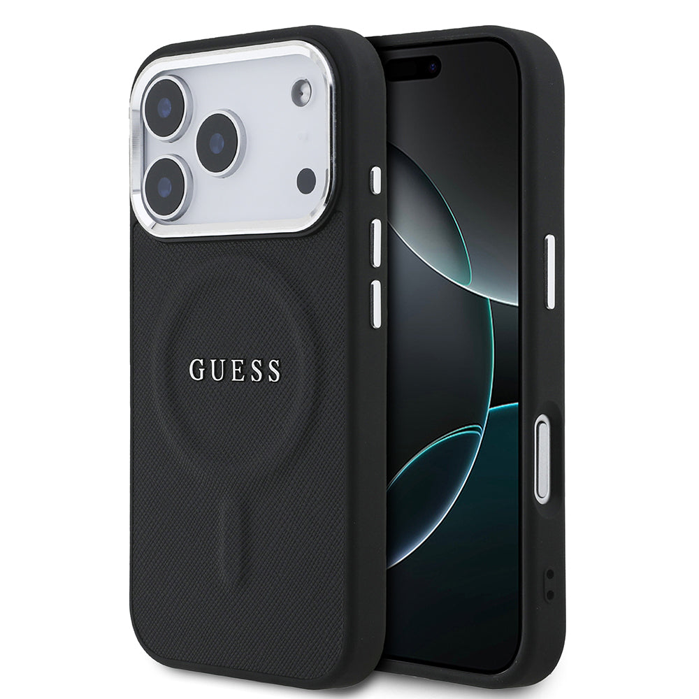 iPhone 17 Pro Kılıf Guess Orjinal Lisanslı M-safe Şarj Özellikli Klasik Yazı Logolu PU Deri Kılıf