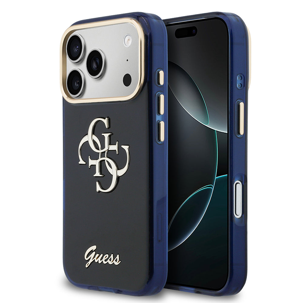 Apple iPhone 17 Pro Kılıf Guess Orjinal Lisanslı Yazı ve 4G Büyük Metal Logolu Silikon Kapak