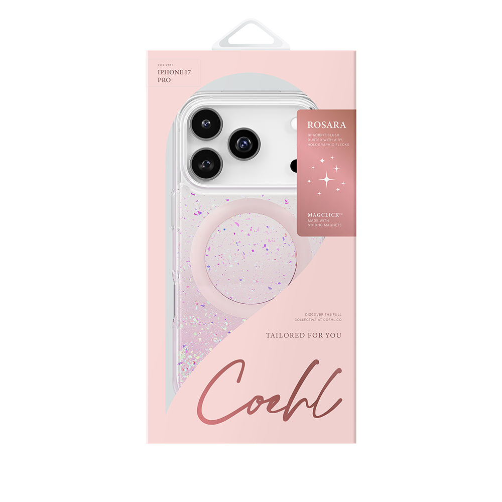 iPhone 17 Pro Kılıf M-safe Şarj Özellikli Hologram Parçalı Coehl Rosara Kılıf