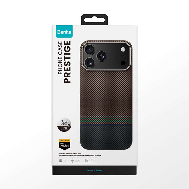 iPhone 17 Pro Kılıf M-safe Şarj Özellikli Karbon Fiber Tasarımlı Benks Prestige ArmorPro Kevlar Kılıf