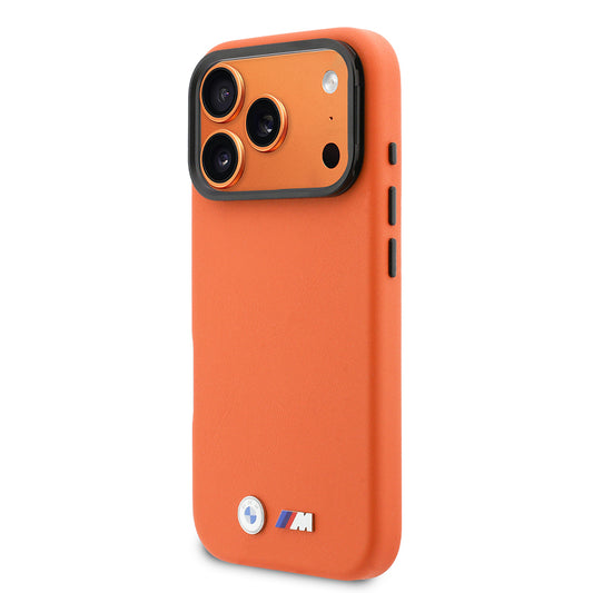 Apple iPhone 17 Pro Max Kılıf BMW Orjinal Lisanslı M-safe Şarj Özellikli Standlı Metal Kamera Çerçeveli M Logolu PU Deri Kapak