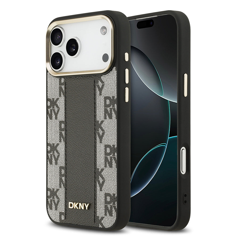 iPhone 17 Pro Max Kılıf DKNY Orjinal Lisanslı M-safe Şarj Özellikli 3D Yazılı Checkered Pattern Kılıf