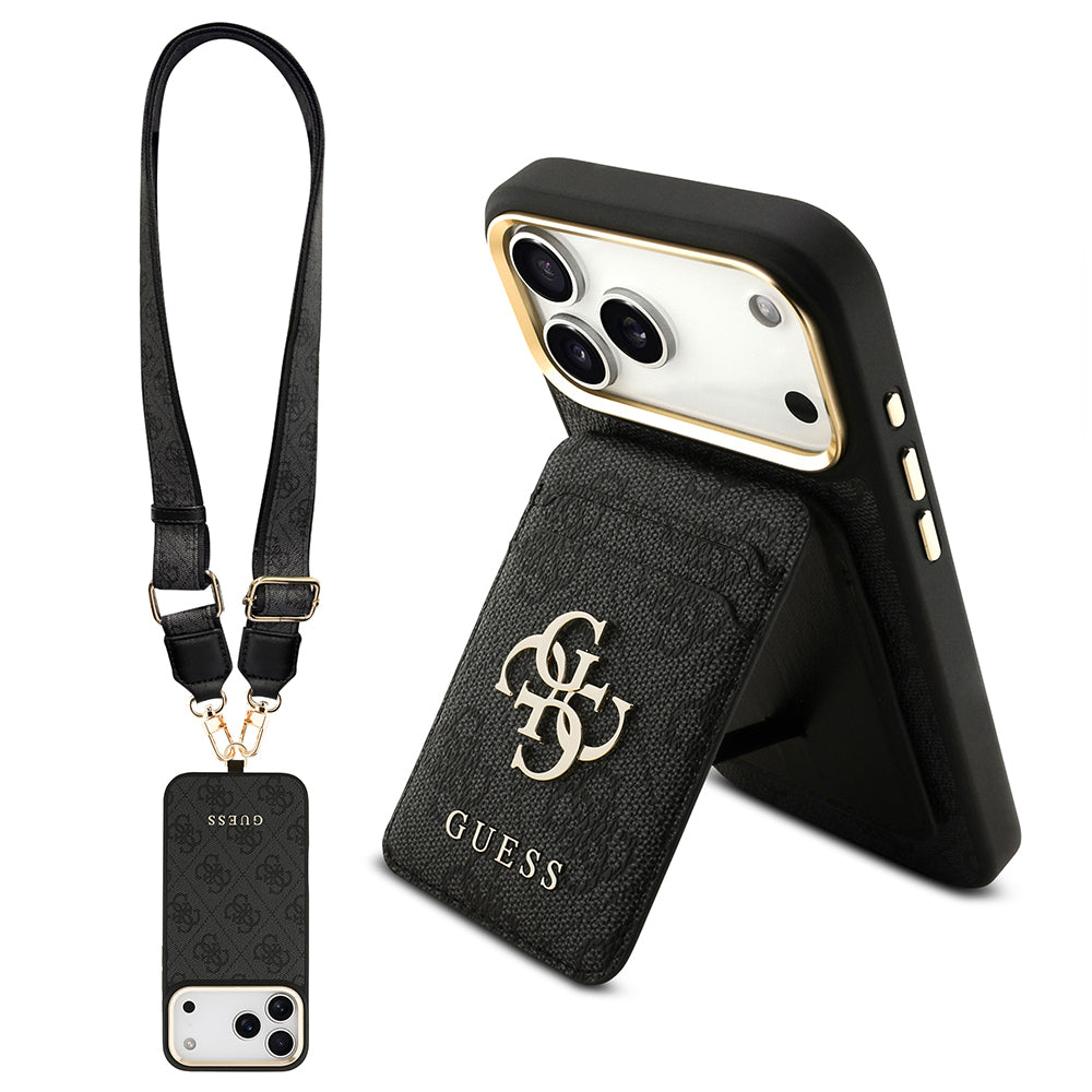 iPhone 17 Pro Max Kılıf Guess Orjinal Lisanslı M-safe Şarj Özellikli Askılı ve 4G Logo Kartlıklı Kılıf