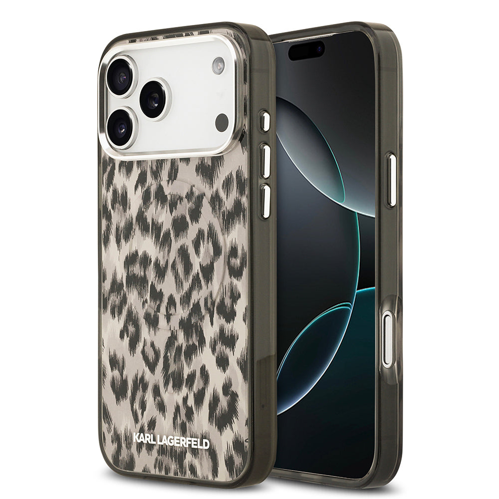 iPhone 17 Pro Max Kılıf Karl Lagerfeld Orjinal Lisanslı M-safe Şarj Özellikli IML Leopar Baskılı Kılıf